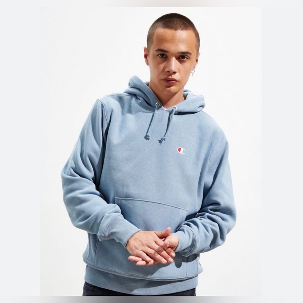 Urban Outfitters x Champion reverse weave hoodie in light blue